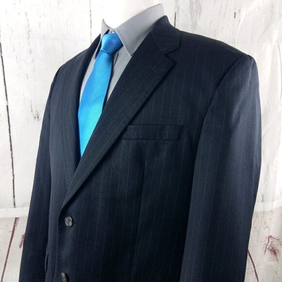 Lauren Ralph Lauren Macys Blue Striped Suit Blazer - Picture 7 of 14